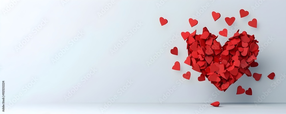 Poster fragmented heart - soft edges in flat design illustration representing emotional breaks and vulnerab
