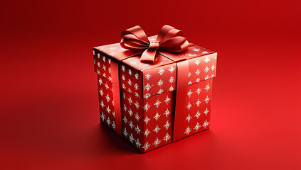 Obraz premium christmas gift box pattern vibrant red background