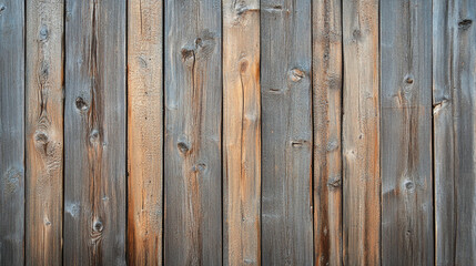 Fototapeta premium A simple wooden fence is made of various wooden boards. Wooden texture, Wooden Plank Wall Texture.