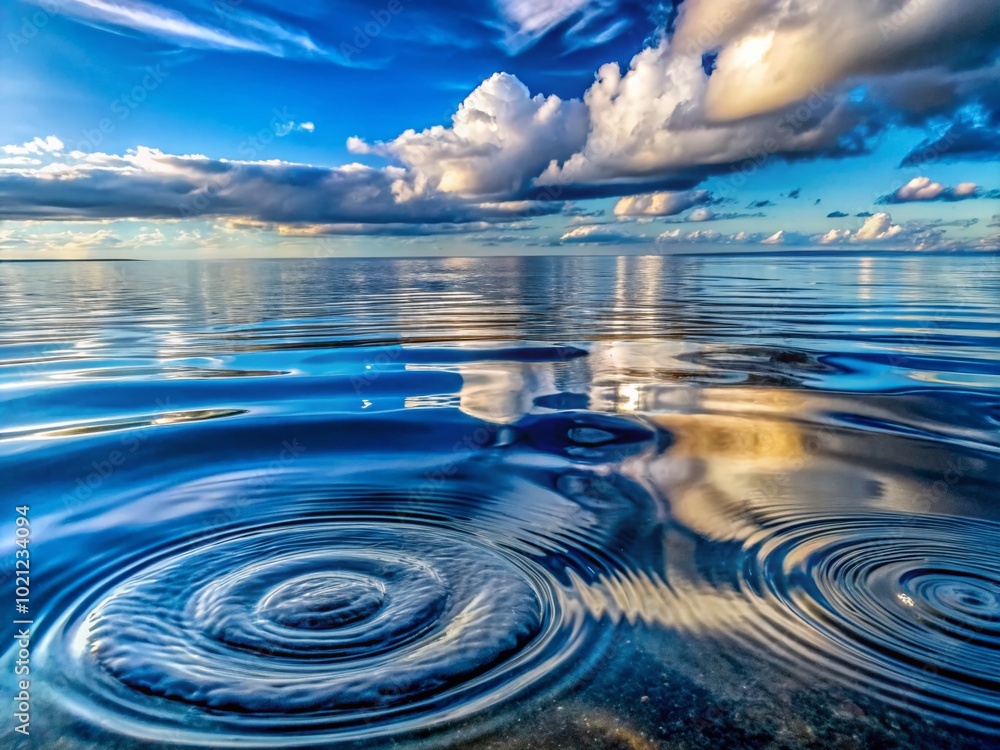 Poster air pockets in the ocean creating unique patterns and textures on the surface water reflection