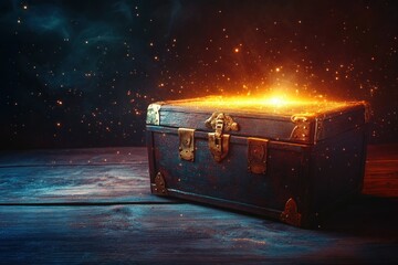 Mystical Vintage Treasure Chest with Shining Light