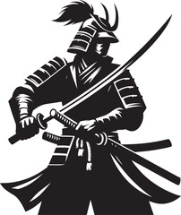 samurai warrior sward man mascot Silhouette illustration isolated on a white background