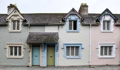 Row of colorful houses and doors