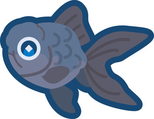 かわいい金魚（青文魚）のイラスト