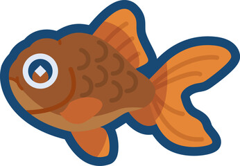 かわいい金魚（茶金）のイラスト