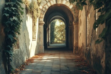 Tranquil Archway in an Abandoned Stone Structure