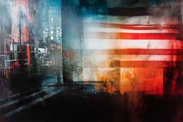 Naklejka premium Art tone America flag red/blue/white abstract and background. generative AI
