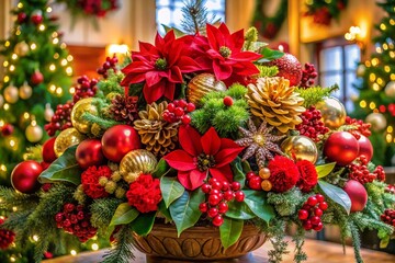 Beautiful Christmas Flowers Arrangement for Holiday Decor - Stunning Floral Displays for Festive Celebrations and Gifts