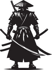 samurai warrior sward man mascot Silhouette illustration isolated on a white background