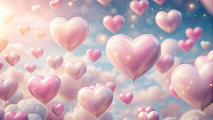 Beautiful pink heart shapes on a soft pastel background for romantic and love-themed designs