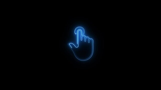 Glowing neon Hand Finger icon animation , direction icon , Mouse pointer icon, neon pushing arrow icon animation