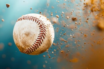 Baseball in Mid-Air with Dust and Motion Blur