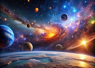 Breathtaking Panorama of Deep Space with Stars, Nebulae, and Cosmic Dust in a Vast Universe