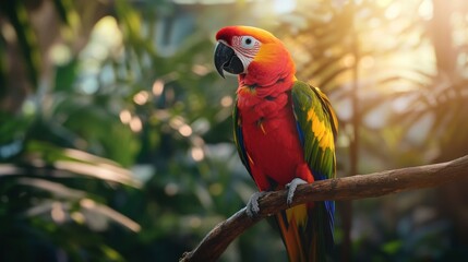 Obraz premium Bright parrot on tree branch 