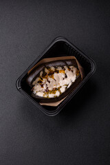 Sandwich with brioche bun, roast beef and vitello tonato sauce