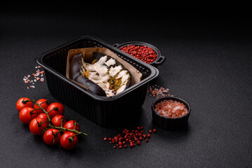 Sandwich with brioche bun, roast beef and vitello tonato sauce