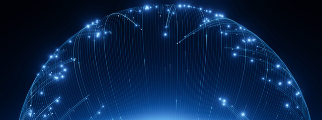 A blue sphere with a lot of lights on it