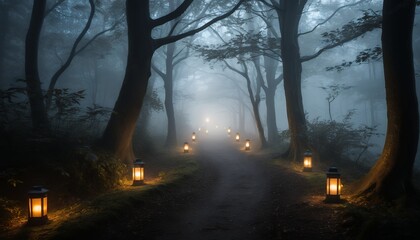 Obraz premium Spooky Halloween Backgrounds with Copy Space. These images feature spooky elements like glowing 