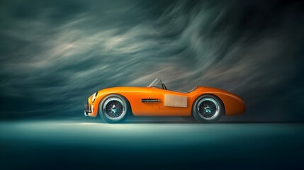 Fototapeta premium Sleek aerodynamic orange sports car with intricate chrome detailing and striking wheel design