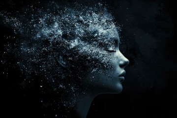 Digital Disintegration of a Woman's Face