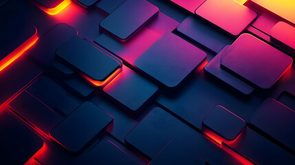 Abstract 3D Background with Neon Red and Purple Lights