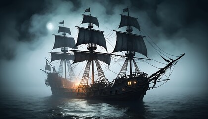 Fototapeta premium Spooky Halloween Backgrounds with Copy Space. These images feature spooky elements like glowing 