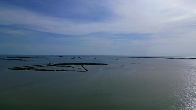 Grado Lagoon seen from above. Between waters, islands and uncontaminated nature