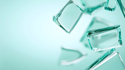 Elegant Chaos Stacked Glass Geometric Shapes with Shattered Fragments - Captivating Light Reflections and Prism Effects for Modern Decor
