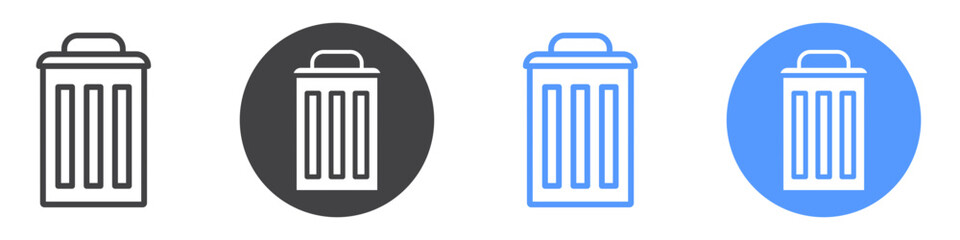 Bin icon Flat art in black and white isolated