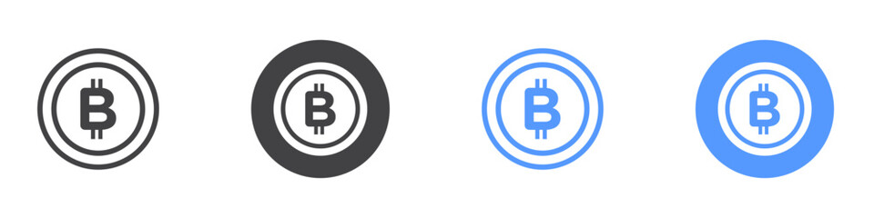 Bitcoin icon Flat art in black and white isolated