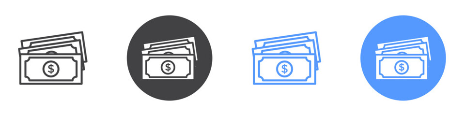 Cash icon Flat art in black and white isolated