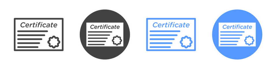 Certificate icon Flat art in black and white isolated