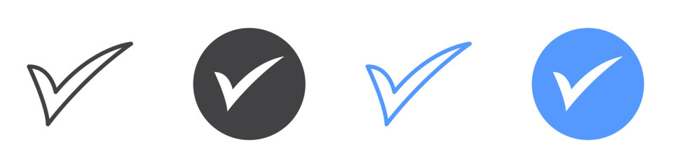 Checkmark icon Flat art in black and white isolated