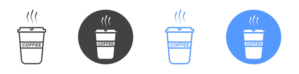 Coffee icon Flat art in black and white isolated