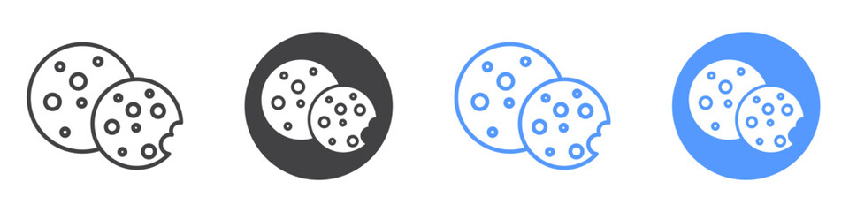 Cookie icon Flat art in black and white isolated
