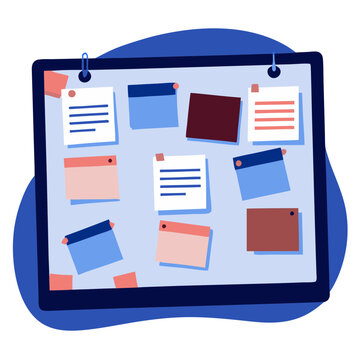 Mudboard, kanban, bulletin board with attached notes