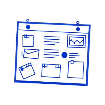 Mudboard, kanban, bulletin board with attached notes