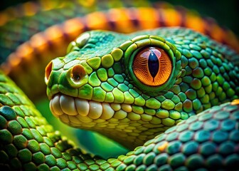 Captivating Close-Up of a Snake's Mesmerizing Eyes in Nature's Wild Setting, Showcasing Intriguing Details and Colors