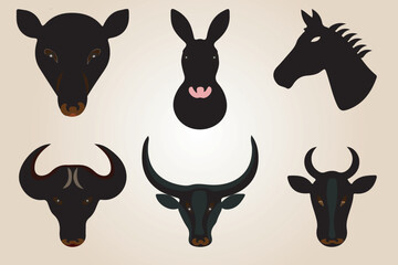 animal head vector icon with illustration