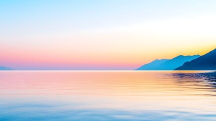 Obraz premium Soft Awakening Tranquil Dawn Over Still Landscape - Peaceful Horizon Capturing the Quiet Beauty of a Serene Morning