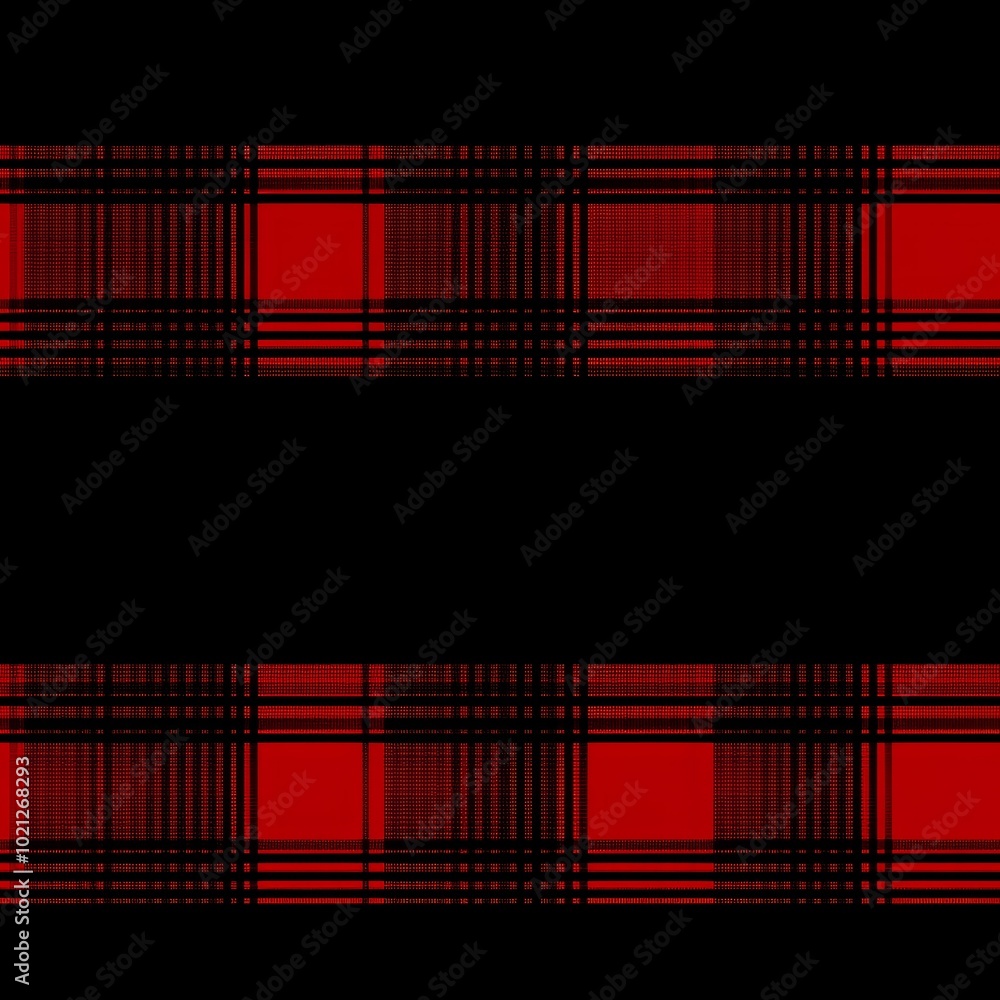 Aufkleber a vibrant red and black tartan pattern on a dark background, creating a bold visual statement.