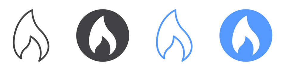 Obraz premium Fire icon Flat art in black and white isolated