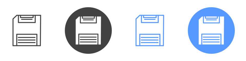 Floppy disk icon Flat art in black and white isolated