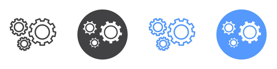 Gears icon Flat art in black and white isolated