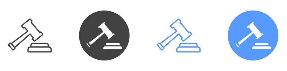 Gavel icon Flat art in black and white isolated