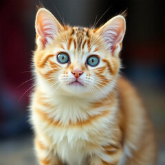 Fototapeta premium Rolling cat cute green eyes looking, Cat, kitten, Cute cat