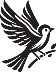 Bird Flying Silhouette Vector Art Illustration