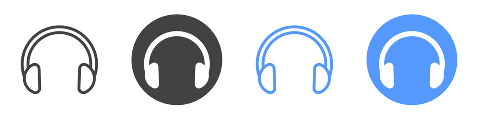 Headphones icon Flat art in black and white isolated
