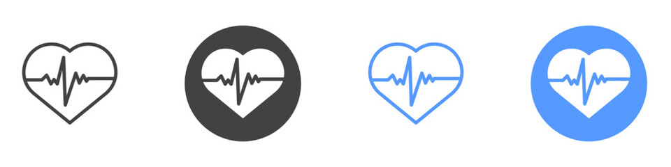 Heartbeat icon Flat art in black and white isolated