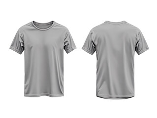 Gray t-shirt mockup front and back view isolated on transparent background
